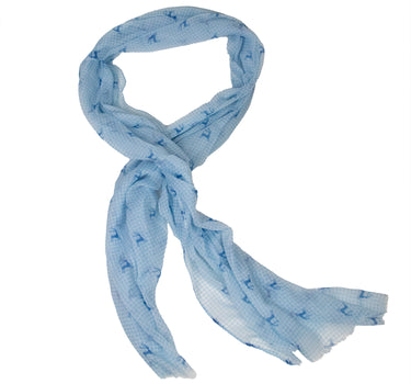 Trachten Halstuch Schal Kariert mit Hirschmotiv 185 x 70 cm | Hellblau