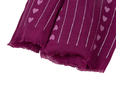Halstuch Schal Unifarben mit Herzen und Glitzer Streifen 185 x 70 cm | Beere
