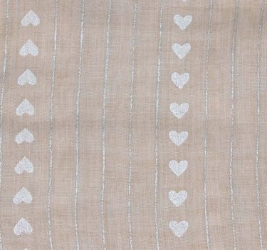 Halstuch Schal Unifarben mit Herzen und Glitzer Streifen 185 x 70 cm | Hellbraun