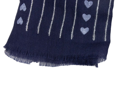 Halstuch Schal Unifarben mit Herzen und Glitzer Streifen 185 x 70 cm | Dunkelblau