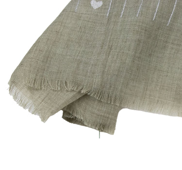 Halstuch Schal Unifarben mit Herzen und Glitzer Streifen 185 x 70 cm | Olivgrün