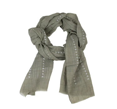 Halstuch Schal Unifarben mit Herzen und Glitzer Streifen 185 x 70 cm | Olivgrün