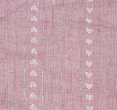 Halstuch Schal Unifarben mit Herzen und Glitzer Streifen 185 x 70 cm | Rosa