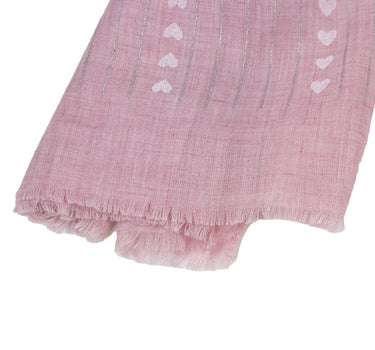 Halstuch Schal Unifarben mit Herzen und Glitzer Streifen 185 x 70 cm | Rosa