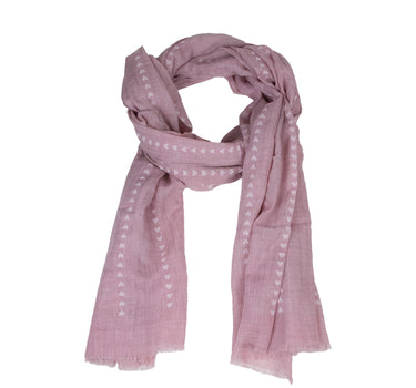Halstuch Schal Unifarben mit Herzen und Glitzer Streifen 185 x 70 cm | Rosa