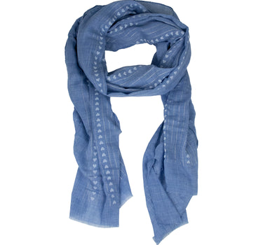 Halstuch Schal Unifarben mit Herzen und Glitzer Streifen 185 x 70 cm | Hellblau