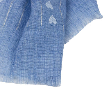 Halstuch Schal Unifarben mit Herzen und Glitzer Streifen 185 x 70 cm | Hellblau