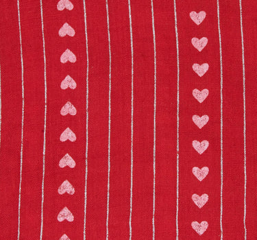 Halstuch Schal Unifarben mit Herzen und Glitzer Streifen 185 x 70 cm | Rot