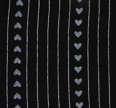 Halstuch Schal mit Herzen und Glitzer Streifen 185 x 70 cm | Schwarz