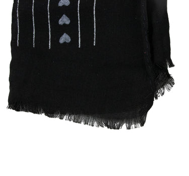 Halstuch Schal mit Herzen und Glitzer Streifen 185 x 70 cm | Schwarz