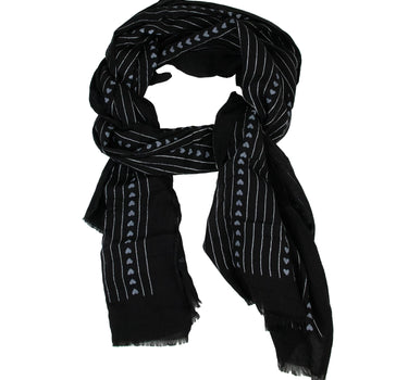 Halstuch Schal mit Herzen und Glitzer Streifen 185 x 70 cm | Schwarz
