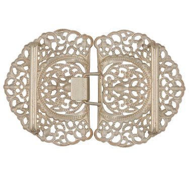 Dirndlschürzenschließe "Talea" mit Ornamentmuster 51485 - Stegbreite 4 cm | Weißgold