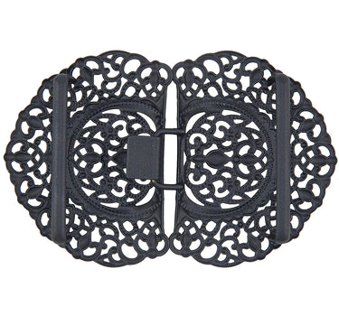 Dirndlschürzenschließe "Talea" mit Ornamentmuster 51485 - Stegbreite 4 cm | Anthrazit