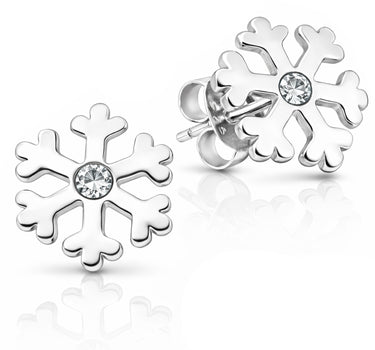 LUISIA Ohrstecker Schneeflocke mit Premium Kristallen - 925 Sterling Silber | Kristall