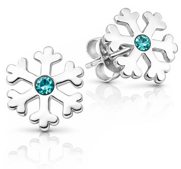 LUISIA Ohrstecker Schneeflocke mit Premium Kristallen - 925 Sterling Silber | Blau