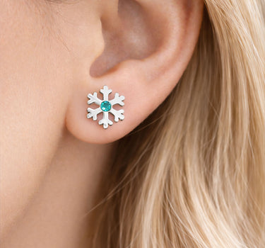 LUISIA Ohrstecker Schneeflocke mit Premium Kristallen - 925 Sterling Silber | Blau