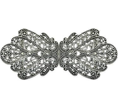 Dirndlschürzenschließe "Alika" mit Ornamentmuster 51486 - Stegbreite 3 cm | Altsilber matt