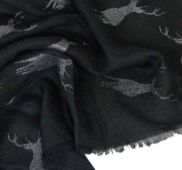 Trachten Halstuch Schal Uni mit Glitter Hirsch | Schwarz