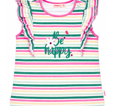 BONDI Mädchen T-Shirt "Happy" 86881 | Mehrfarbig gestreift