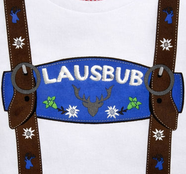 BONDI Baby Jungen Hosenträger T-Shirt "Lausbub" 91325 | Weiß Blau