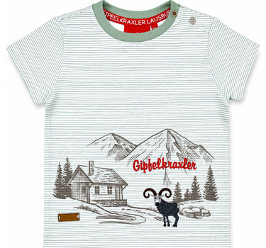 BONDI Jungen T-Shirt "Alpen" 91718 | Grün Weiß Gestreift