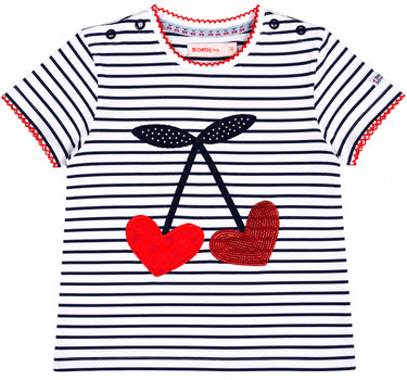 BONDI Baby Kinder T-Shirt "Cherry" 86590  Weiß / Navy - Kurzarmshirt