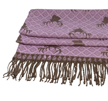 Halstuch Schal mit Hirschkopf Motiv 185 x 70 cm | Rosa / Braun