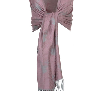 Halstuch Schal mit Hirschkopf Motiv 185 x 70 cm | Dunkles Rosa / Silber