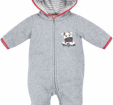 BONDI Kuscheliger Baby Fleece-Overall "Kuh" 93665 - Grau | Strampler