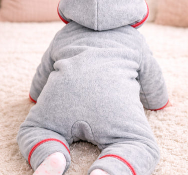 BONDI Kuscheliger Baby Fleece-Overall "Kuh" 93665 - Grau | Strampler