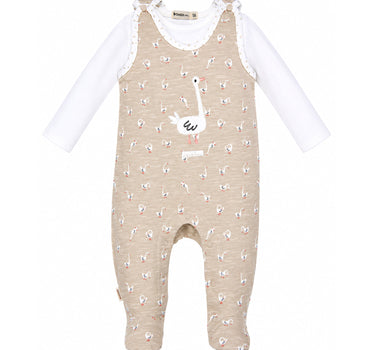 BONDI Baby Strampler "Gänschen" 93959 | gans allover Beige - Babystrampelanzug