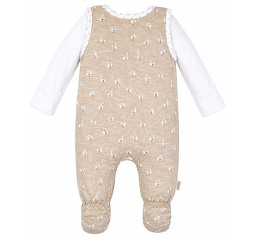BONDI Baby Strampler "Gänschen" 93959 | gans allover Beige - Babystrampelanzug