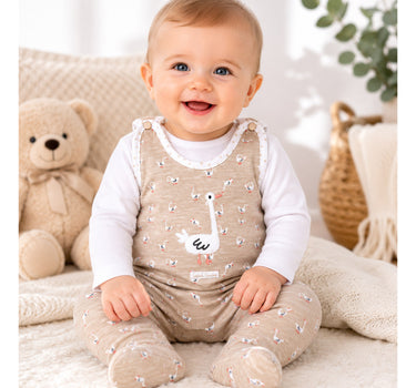 BONDI Baby Strampler "Gänschen" 93959 | gans allover Beige - Babystrampelanzug