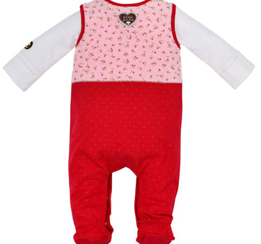 BONDI Baby Strampler "Prinzessin" mit Herz 86557 | Mädchen Overall 2-tlg. Rosa Rot