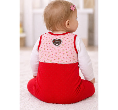 BONDI Baby Strampler "Prinzessin" mit Herz 86557 | Mädchen Overall 2-tlg. Rosa Rot