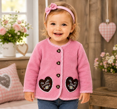 BONDI Baby Mädchen Fleecejacke "Freches Madl" 86851 | Old Rose