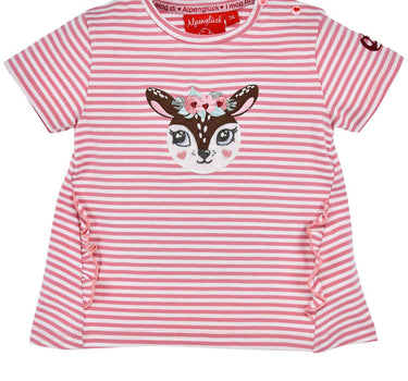 BONDI Mädchen T-Shirt "Spatzl" mit Reh 86844 | Rosa Weiß