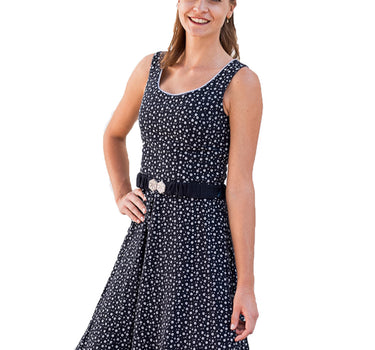 Turi Damen Trachtenkleid "Kati" mit Blümchenmuster | Marine Blau