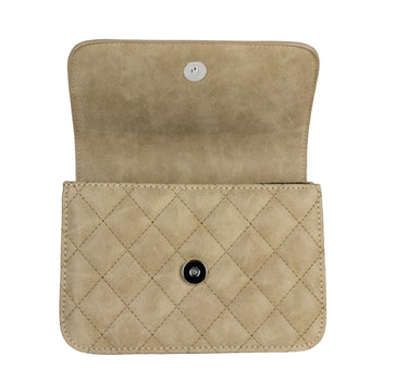 Gesteppte Handtasche "Fabia" mit Trachten Applikation | Hellbraun