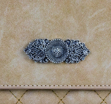 Gesteppte Handtasche "Fabia" mit Trachten Applikation | Hellbraun