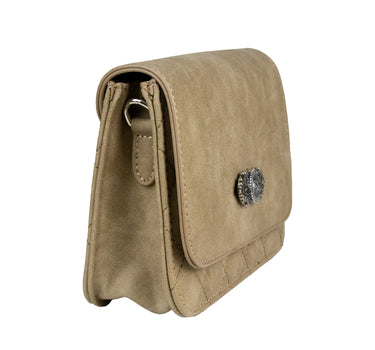 Gesteppte Handtasche "Fabia" mit Trachten Applikation | Hellbraun