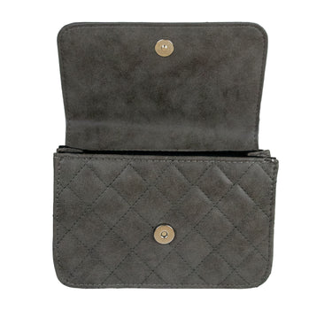 Gesteppte Handtasche "Fabia" mit Trachten Applikation | Dunkelgrau