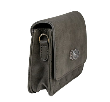 Gesteppte Handtasche "Fabia" mit Trachten Applikation | Dunkelgrau