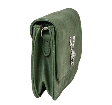 Gesteppte Trachten Handtasche "Anni" mit Hirsch Applikation | Olivgrün