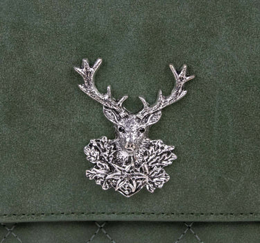 Gesteppte Trachten Handtasche "Anni" mit Hirsch Applikation | Olivgrün