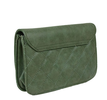 Gesteppte Trachten Handtasche "Anni" mit Hirsch Applikation | Olivgrün