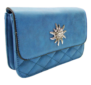 Gesteppte Trachten Handtasche "Anni" mit Edelweiß Applikation | Blau