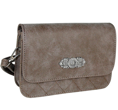 Gesteppte Handtasche "Fabia" mit Trachten Applikation | Dunkelbraun