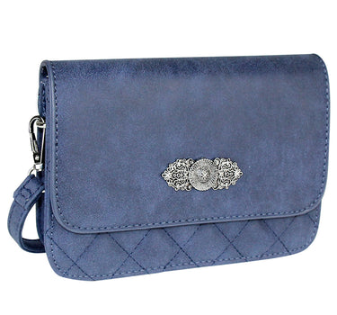 Gesteppte Handtasche "Fabia" mit Trachten Applikation | Dunkelblau