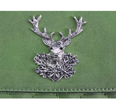 Gesteppte Trachten Handtasche "Anni" mit Hirsch Applikation | Olivgrün